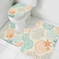 thumbnail image 3 of Coastal Turquoise Bath Mat 3 Piece Bathroom Rug Set, Ocean Coral Starfish Shell Modern Sea Non Slip Bath Rug Contour Mat and Toilet Lid Cover, Absorbent Shower Mats Soft Bath Rugs and Mats Sets, 3 of 8