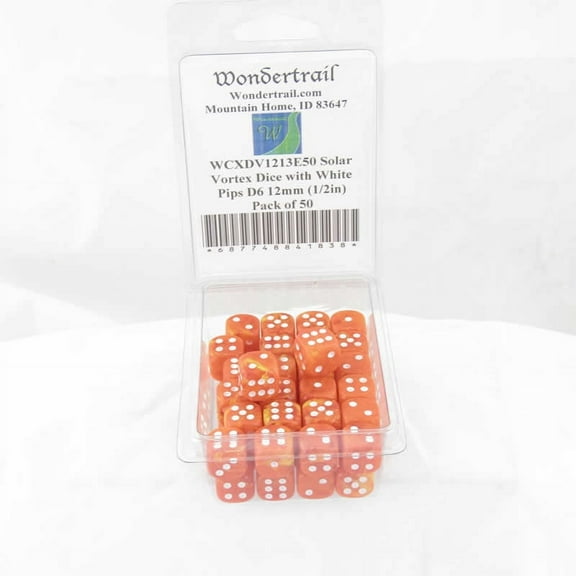 Solar Vortex Dice with White Pips D6 12mm (1/2in) Pack of 50 Wondertrail