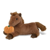 DolliBu Fancy Laying Brown Horse Stuffed Animal with Pumpkin Decor - Pumpkin Plush Animal for Fall, Halloween and Thanksgiving, Pumpkin Toy for Baby, Kids, Adults - 10 Inches