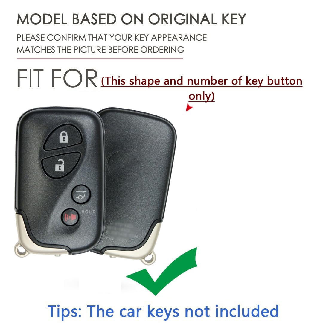 Gray Metal Leather Key Fob Cover Fit for Lexus GX460 RX350 ES350 IS250 GX460 LX570 IS350 GS430 GS300 GS450h is-C is-F Keyless Key Holder with Keychain