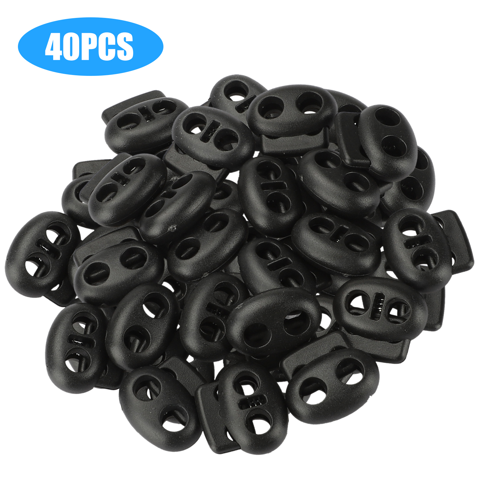 uxcell Plastic Household Spring Loaded Clothes Sliding Cord Lock Stopper 50 Pcs White