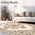 thumbnail image 2 of ODIKA 6'x9' Machine Washable Non-Slip Area Rug, Distressed Medallion Patterned Hallway with Vintage Inspired Motifs High Traffic Rug, Beige, 462040, 2 of 7