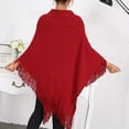 thumbnail image 5 of Fimkaul Womens Shawl Wraps Fall Cape Cape Fringe Horn Buckle Solid Irregular Double Fringe Cape Cape Warm Thick Summer Winter Fall, 5 of 8
