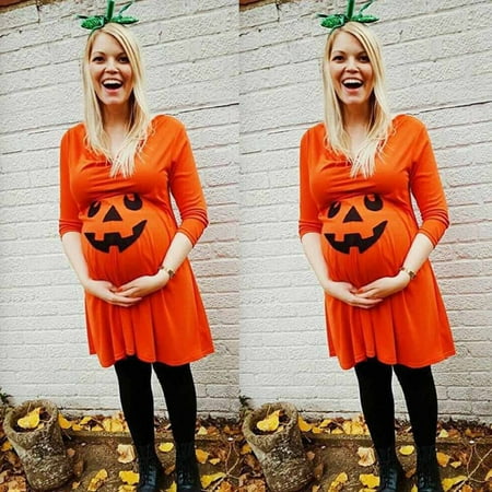 

Fragarn plus size maternity clothes Pregnant Womens Nursing Nightgown Pregnancy Halloween Devil Print Dress Clothes