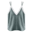 thumbnail image 5 of Ecqkame Tank Tops for Women V Neck Lace Trim Adjustable Spaghetti Strap Cami Top Solid Casual Sleeveless Summer Blouse Gray S, 5 of 6