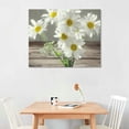 thumbnail image 2 of ARISTURING  White Daisy Flowers Picture Bedroom Bathroom Wall Art Yellow Daisy Flower Wood Grain Canvas Print  Rustic Farmhouse Floral Artwork for Living Room Office Home 20x16in, 2 of 6