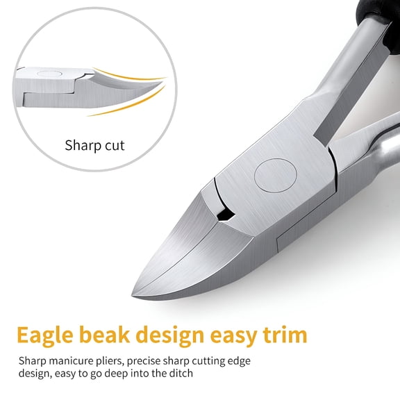 FACEGA Toenail Clippers, Medical Grade Toe Nail Trimmer, Nail Clippers for Thick Nails or Ingrown Toenail Tool, Stainless Steel Sharp Pedicure Toe Nail Clippers Adult, Rubber Handle. (Black)