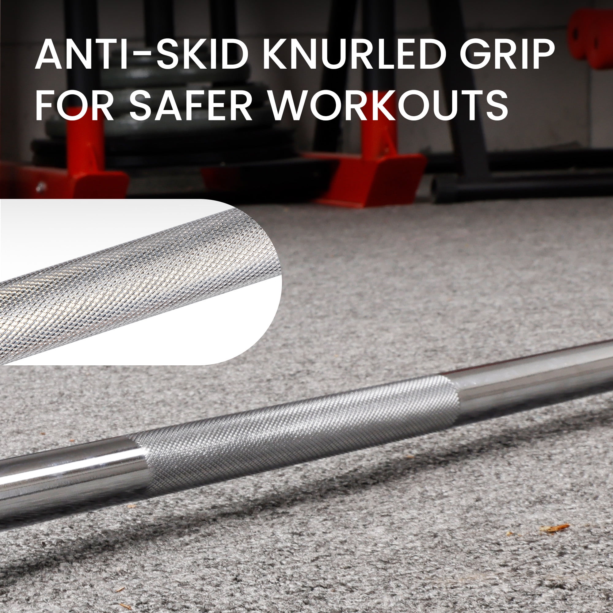 BalanceFrom Standard Weightlifting Barbell，Chrome Plated Solid Steel Bar, 5FT/6FT/7FT, 300LB Capacity，with Knurled Grip , for Powerlifting, Strength Training，Home Gym Workouts，Multiple Size