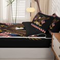 thumbnail image 5 of Manfei Bald Eagle Us Flag Zipper Twin Comforter Sets with Fitted Sheet and 2 Pillowcases,Red Stripes Zipper Bedding Set,Black,Black Reversible,4pcs, 5 of 8