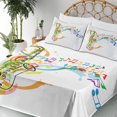 thumbnail image 3 of Ambesonne Colorful Fitted & Top Sheet Set with Shams, Saxophone Wavy Notes, Multicolor, 3 of 5