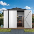 thumbnail image 2 of DEXTRUS 7x5 ft Metal Outdoor Shed with Air Vent & Lockable Door, Weatherproof Garden Storage & Patio Furniture, White, 2 of 10