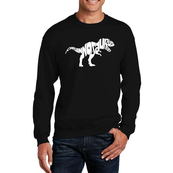 LA Pop Art Men's Word Art Crewneck Sweatshirt - TYRANNOSAURUS REX