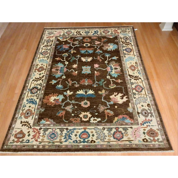 8X10 Oushak Brown/Beige Handmade Wool Rug # 12191