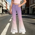 thumbnail image 3 of Kcolen Girls Elastic Waist Flare Pants,Gradient Color Flare Long Pants, Casual Mid Waist Bell Bottom Trousers for Daily School Preppy Clothes,Purple,15-16 Years, 3 of 5