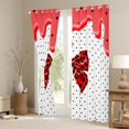 thumbnail image 3 of Manfei Fashion Classic Leopard Bow Blackout Curtains,Watercolor Cream Drip Window Curtains Pack of 2 (38x45 Each), 3 of 6