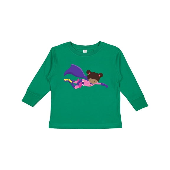 Inktastic African American Girl, Cape, Superhero Girl Girls Long Sleeve Toddler T-Shirt