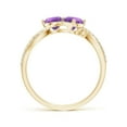 thumbnail image 2 of ANGARA Natural Round Amethyst Two Stone Bypass Ring with Diamonds in 14K Yellow Gold for Women (Size-5mm) | February Birthstone, Birthday, Anniversary, Jewelry Gift for Women | Natural Amethyst Ring, 2 of 9