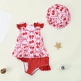 thumbnail image 2 of NIEWTR Toddler Baby Girls 3 Piece Swimsuit Set Short Sleeve Bathing Suit Baby Rash Guard Swimwear With Sun Hat Swimwear Beach Bathing Suit for Summer Vacation 18-24 Months Red, 2 of 4