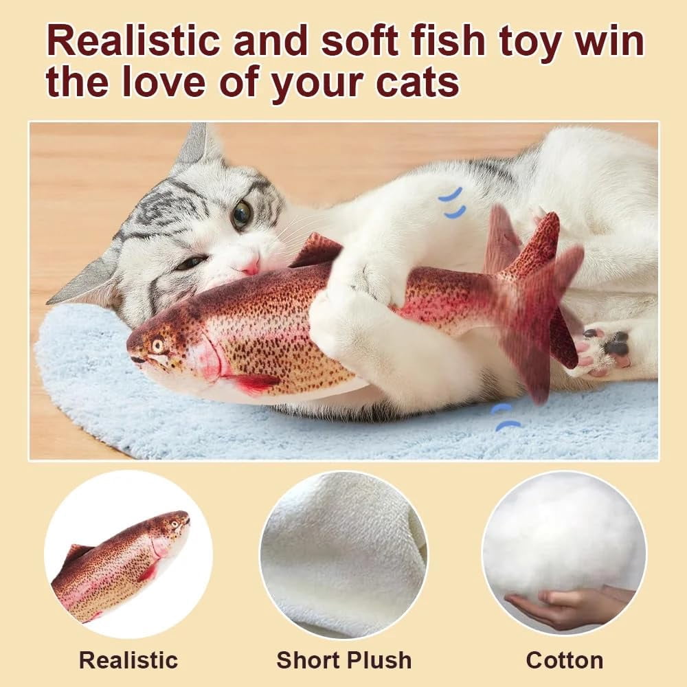 2026 New Small Floppy Fish Cat Toy, Moving Fish Cat Toys for Indoor Cats, Electronic Cat Toys Rechargeable, Interactive Chew & Kicker Toys, Interactive Cat Toys for All Breeds
