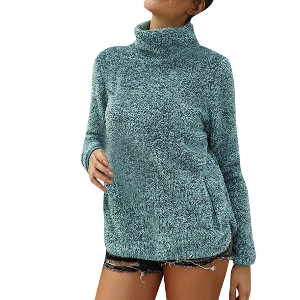 Gibobby SuéTer Mujer Invierno Suéter popular de las mujeres del desgaste de las mujeres de la de los géneros de punto de las mujeres del cuello(Verde,M)