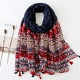 thumbnail image 2 of UJNDER Women's Fall Scarf Lightweight Soft Floral Print with Tassel Shawl Black One Size, 2 of 3