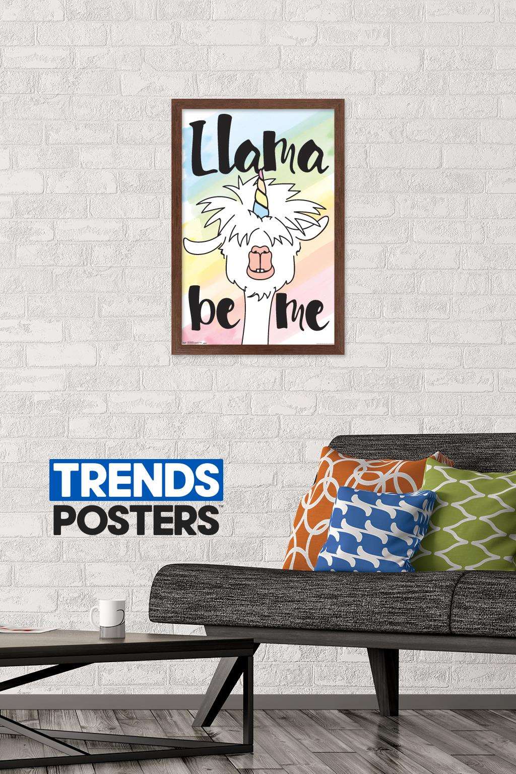 Inspiring Llama - Llama be me Wall Poster, 14.725" x 22.375", Framed