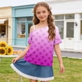 thumbnail image 2 of HAOTAGS Girls Short Sleeve T-Shirts, Cute Casual Summer Round Neck Tee Printed One-Shoulder Tops Pink Size 13, 2 of 9