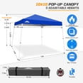 thumbnail image 4 of EAGLE PEAK 10x10 Slant Leg Pop Up Canopy Tent Easy One Person Setup Instant Outdoor Beach Canopy Folding Portable Sports Shelter 10x10 Base 8x8 Top(64 sqft of Shade), 4 of 10