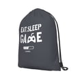 thumbnail image 2 of XMXT Waterproof Gym Bag, Game Slogan Print Gray Drawstring Backpack for Men, s Gray, 2 of 8