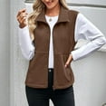 thumbnail image 5 of Breezora Women Full Zip Sleeveless Vest Warm Lapped Collar Outerwear with Pocket for Layering in Winter XL Size Coffee, 5 of 9