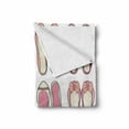 thumbnail image 2 of Retro Soft Flannel Fleece Throw Blanket, Ballerina Shoes with Ribbon Roses Stripes and Polkadots Feminine Kids Design, Cozy Plush for Indoor and Outdoor Use, 50" x 70", Beige Pink, by Ambesonne, 2 of 6