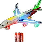 Toysery Airplane Airbus Toy With Beautiful Attractive Flashing Lights and Realistic Jet Engine Sounds , Bump and Go Action Battery Included (Colors May Vary)