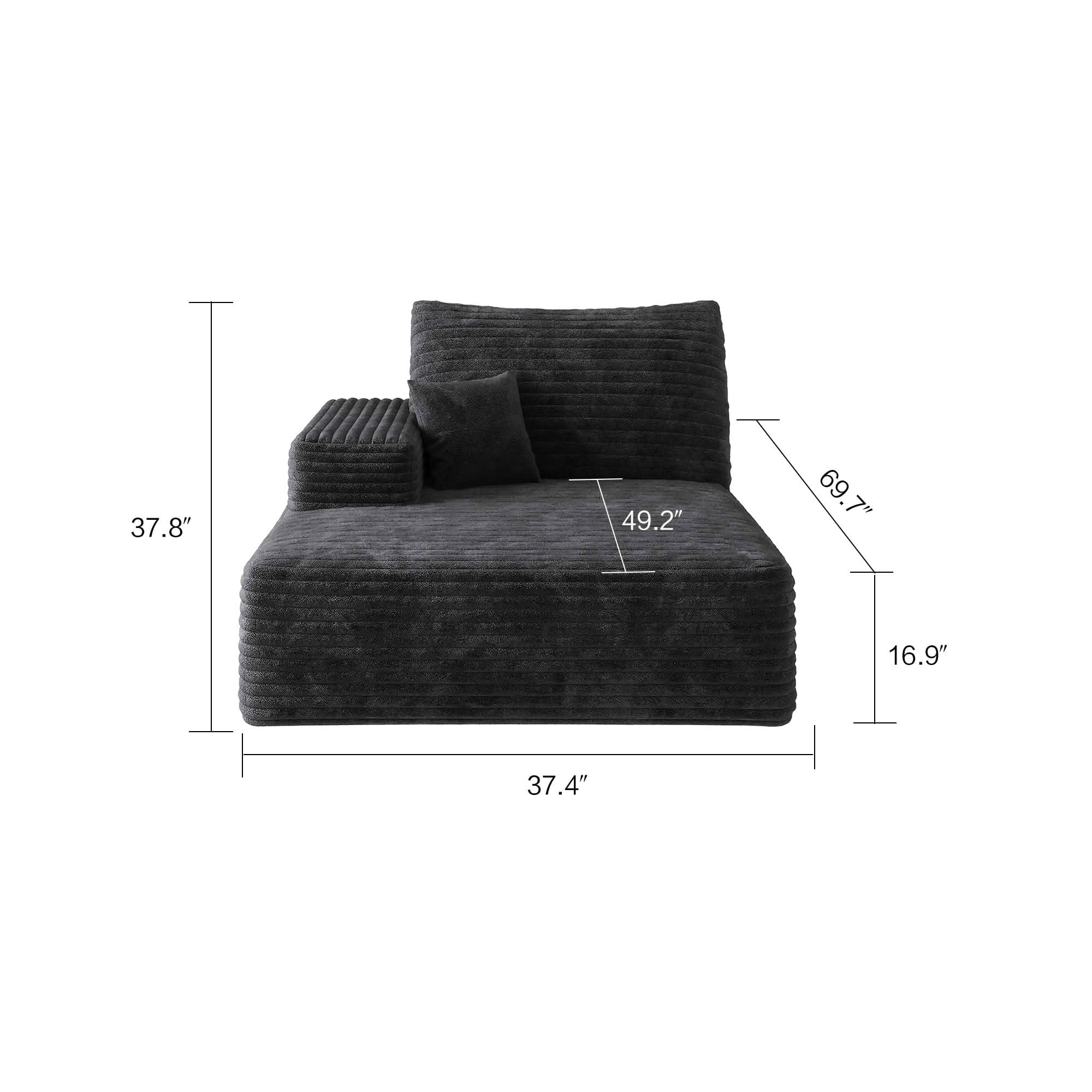 MAYEERTY Cloud Sectional Sofa, Plush Corduroy Modular Right Side Chaise, No Assembly Required，Black
