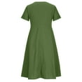 thumbnail image 5 of CHUANK Robe d'Été Décontractée pour Femmes en Coton et Lin, Robe Midi Boutonnée avec Poches, Col en V, Manches Courtes, Grande Taille (3X-Grand Bleu Pâle), 5 of 5