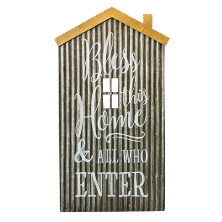 Corrugated Metal Wall Art, Bless this Home - Walmart.com