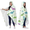 thumbnail image 2 of Wearable Blanket,LightGreen Cartoon Dinosaurs Leaves Triangles Pattern Hooded Wearable Flannel Blanket for Adults & Teens,Winter Poncho Shawl Wrap Cape Cozy Anti-Pill,50"x60", 2 of 5