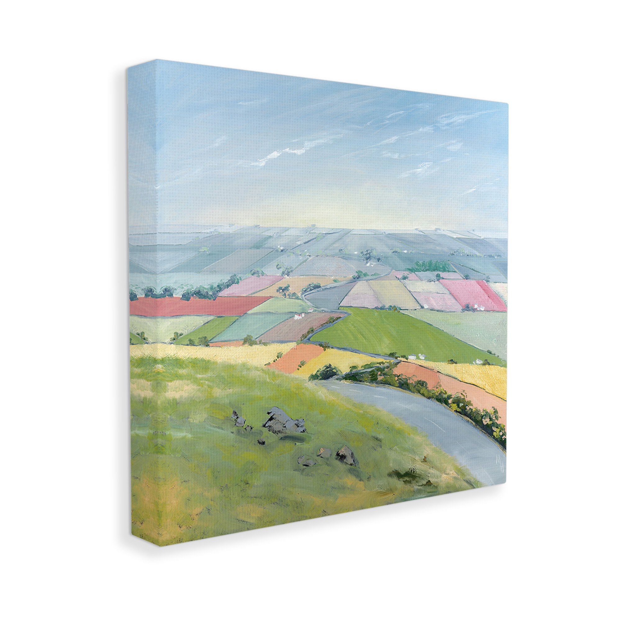 Stupell Industries Overlooking Farm Agriculture Landscape Painting Gallery Wrapped Canvas Art Print Wall Art, 36 x 36