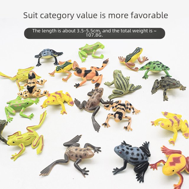 Modelo de rana de simulación, juguete, rana de lluvia tropical, pez dorado, 12 ranas pequeñas, modelo animal