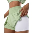 thumbnail image 4 of Hanerdun Women Running Shorts Double Layers Athletic Bottom Female Yoga Pant Green L, 4 of 5