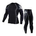 thumbnail image 1 of sweethay Ropa de hombre, camiseta de compresión plegable transpirable, mallas, Top de manga larga, chándal ligero, ropa de Fitness de cuello conjuntos de ropa Tipo 1 sweethay AP013620-01, 1 of 6