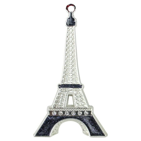 - Northlight Silver Plated with Crystal Accents Eiffel Tower Christmas Ornament