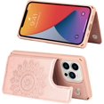 thumbnail image 2 of Fit iPhone 13 Pro Max Wallet Case with RFID Blocking Card Holder,PU Leather Double Magnetic Buttons Stand Flip Wrist Lanyard Strap Back Cover for iPhone 13 Pro Max 6.7",Mandala Print Rosegold, 2 of 14