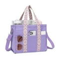 thumbnail image 2 of Canvas Tote bag with Purse Bag Organizer, Kabaqoo Shoulder Tote bag Satchel Handbag with Zipper, Purple, 2 of 8