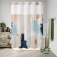 thumbnail image 6 of No Hook Shower Curtain, Abstract Pink Blue Shower Curtains for Bathroom with See Through Top Window, Modern Color Block Mottled Simple Art Waterproof & Washable Bath Curtain Stall 48"x72", 6 of 8