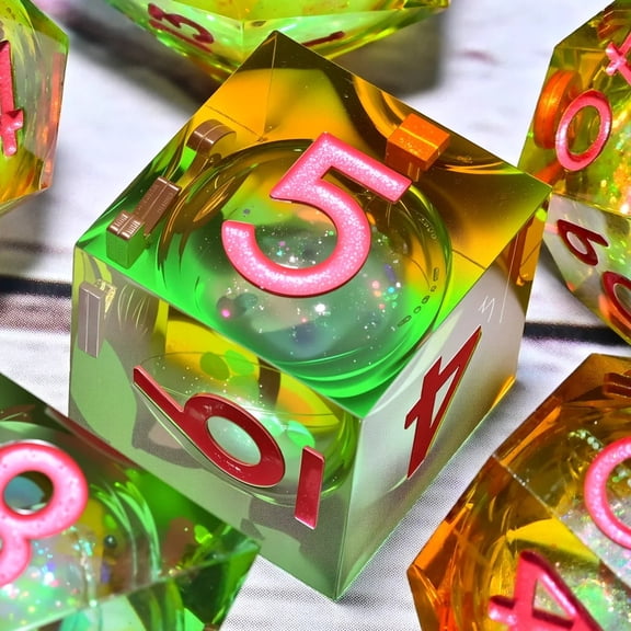 DND Resin Dice 7-Piece Set for Dungeons and Dragons DND 5e RPG Gift, Board Game Tabletop Role Playing Dice Game, Birthday Gift, Christmas, Thanksgiving, Halloween