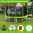 thumbnail image 4 of 16fT Trampoline for 10 Kids with Basketball Hoop, Netrum 1320LBS Trampoline with Balance Bar & Enclosure Net & Ladder for Adults or Kids Family Happy Time Green, 4 of 8