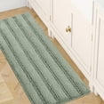 thumbnail image 3 of PrimeBeau Striped Chenille Bath Rugs Super Absorbent Non Skid Floor Mats Set of 2, Sage, 47 x 17 Plus 17 x 24 Inches, 3 of 5