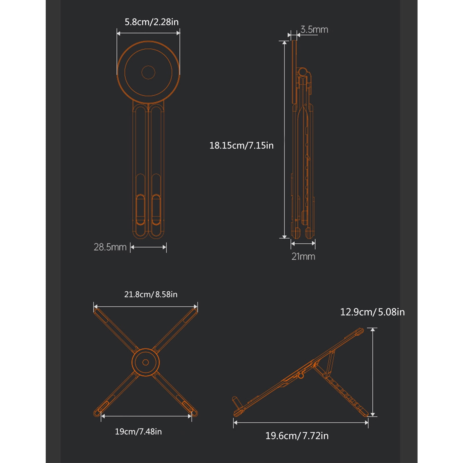 Ergonomic Adjustable Tablet Phone Stand with Multi Angles Positions for Healthy Postures Support Foldable Portable Design