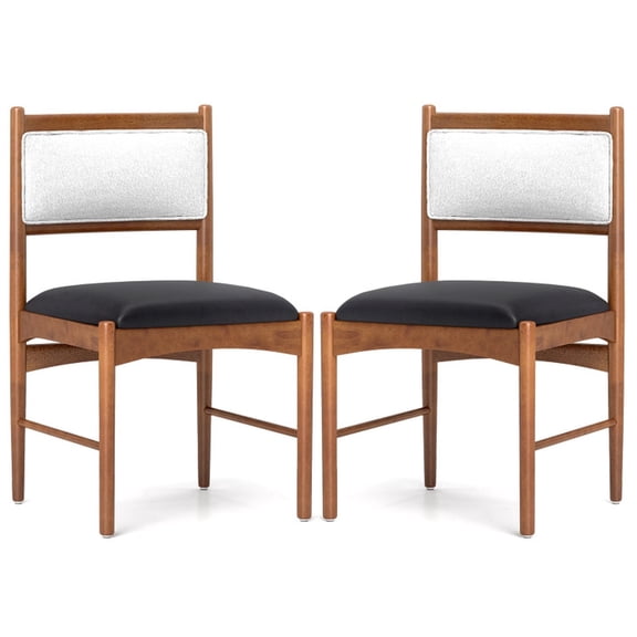 Furnibear Dining Chairs Set of 2 Cushioned Upholstered Seat Walnut Side Chairs Parsons Chairs for Kitchen Living Room and Home Office Comfortable Modern Sturdy