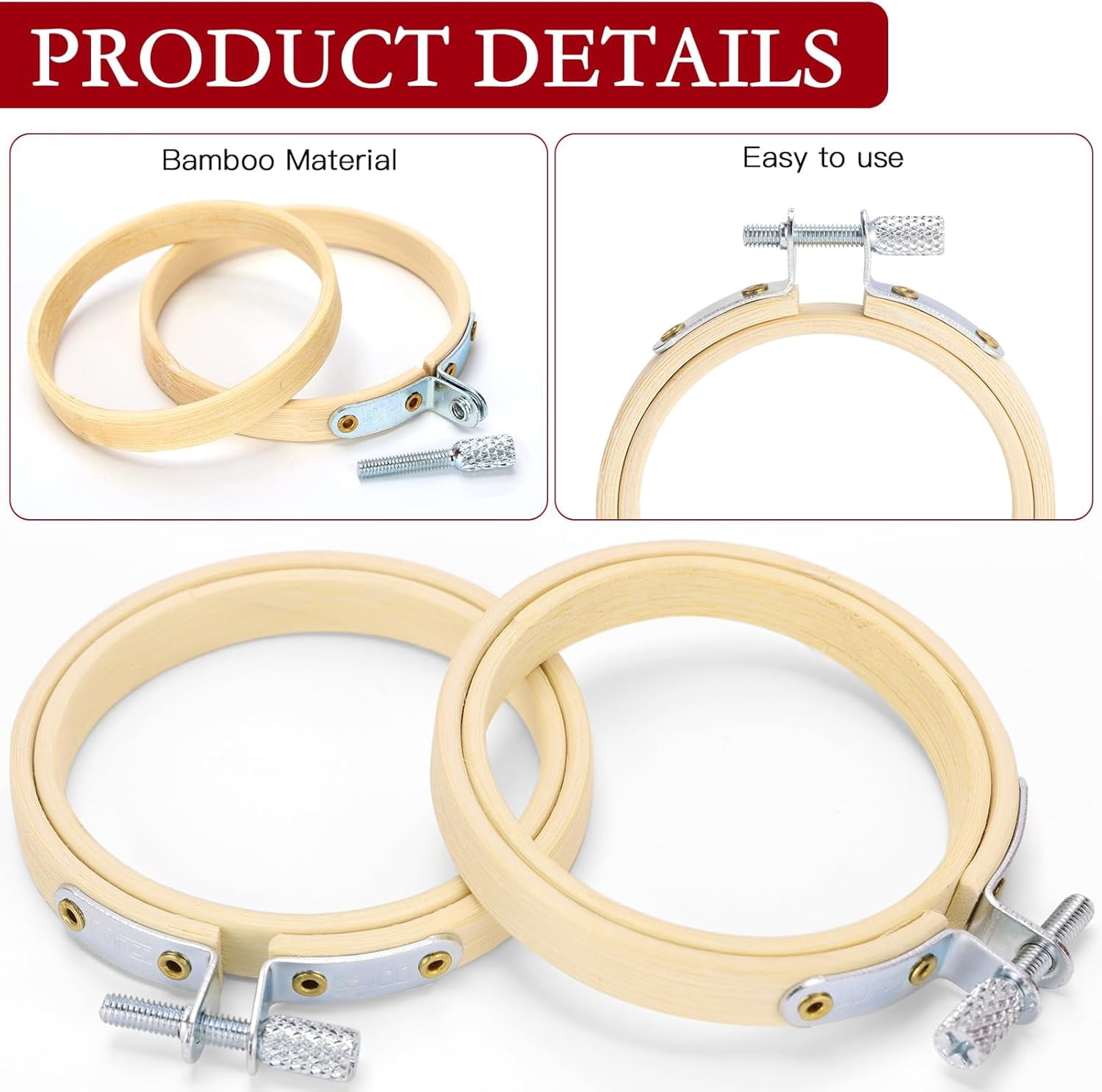 24 Pieces 2.5 Inch Embroidery Hoops Bulk Small Cross Stitch Hoop Bamboo Circle Mini Embroidery Hoops for Christmas Ornaments, Art Craft Home Decoration